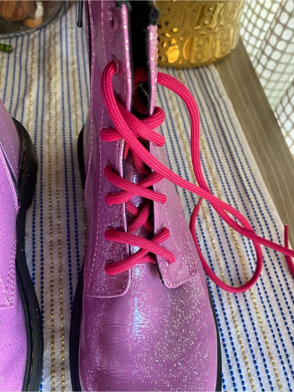 Dr. Martens pink Sparkle Shiny Glitter 1460 Lace Up Womens Sz 7 - Picture 5 of 13